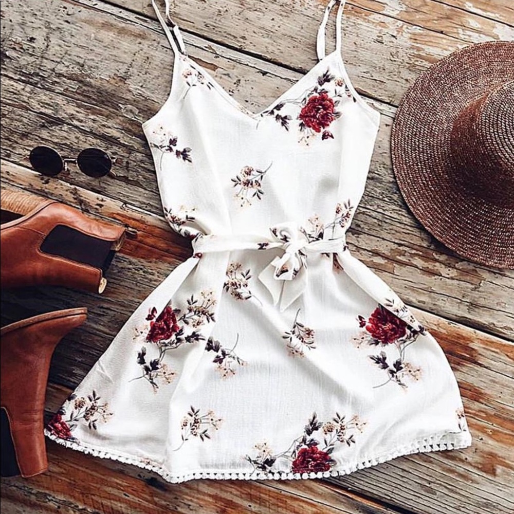 Women white floral dress